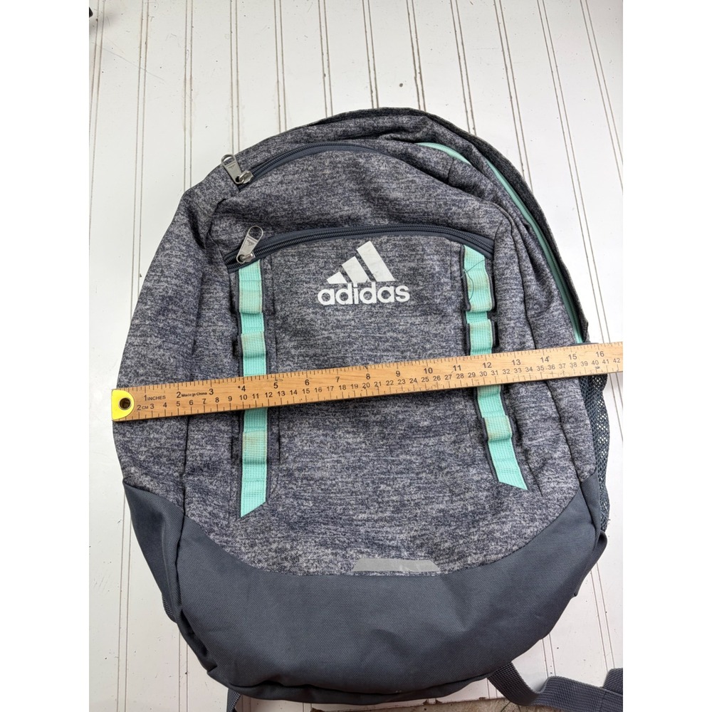 Adidas Excel V Heather Grey Mint Green School Gym Backpack Unisex - Picture 7 of 14